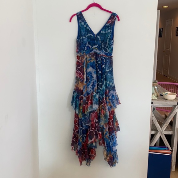 Alice + Olivia Llia asymmetric ruffled tie-dyed georgette midi dress 0 - Picture 5 of 5